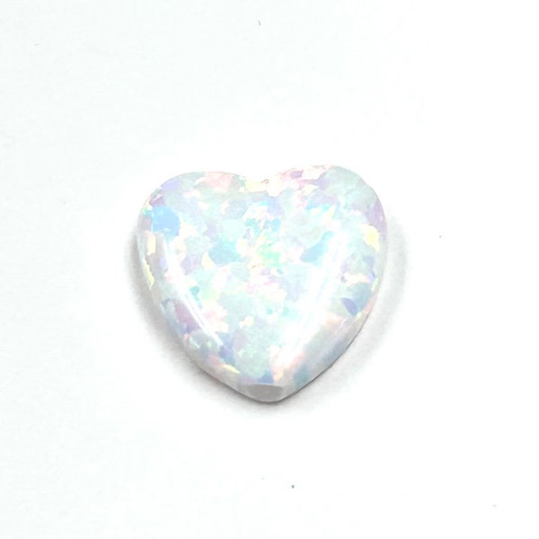 White Opal Drilled Top To Bottom 10mm Heart Shaped Bead ~ Sparkling ~ Jewelry Making ~ Ships out from USA ~ Lab Created Opals