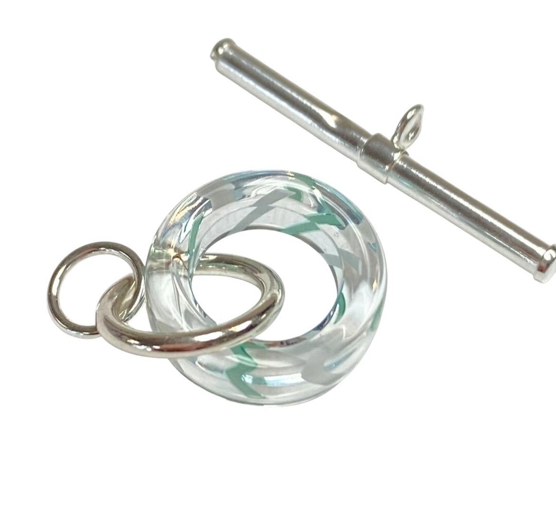T53 Toggle Clasp Furnace Art Glass Sterling Silver Toggle "serenity ...