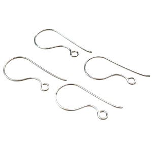 Ear Wires &quot;Bay&quot; Sterling Silver Ear Wires 4 pcs. 2 Pairs 25mm Fish Hook Wires DIY Jewelry Making Quality Components Findings .925 Silver