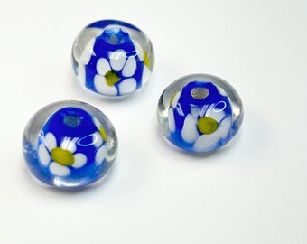 Item27 | Vintage Lampwork Beads | 5 pc 12 x 8mm Rondelle |  DIY Jewelry Making | Very Pretty | Late 1970’s - early 1980’s | New never used