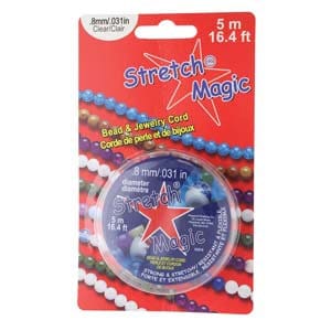 May include: A roll of clear elastic stretch magic bead and jewellery cord. The cord is 5 metres (16.4 feet) long and has a diameter of 8 mm (0.31 inches).