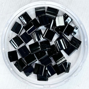 Black Miyuki Tila Beads TL401 | DIY Bracelets| Glass Tila Bead |Two Hole Square Flat Glass Bead |Whole Tila 3 Grams