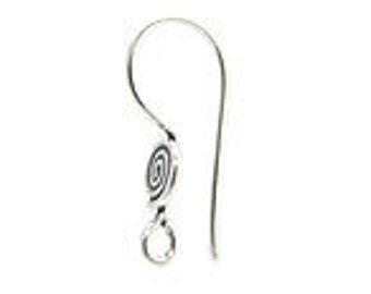 Ear Wires Sterling Silver Ear Wires 4 pcs. 2 Pairs 10mm "Cari" Fish Hook Wires