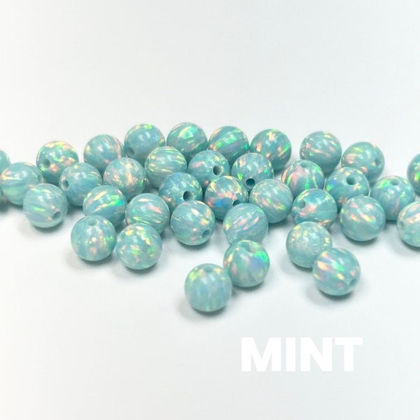 Mint Opal Smooth Round Bead ~ 5mm Sparkling DIY Jewelry Making Gorgeous ~ Ships out from USA ~ Lab Created Opals