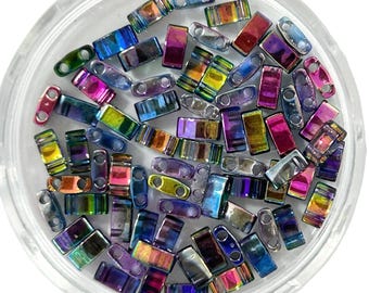 Magic Blue Miyuki Tila Beads TL4572 | DIY Bracelets| Glass Tila Bead |Two Hole Square Flat Glass Bead | HALF Tila 3 Grams