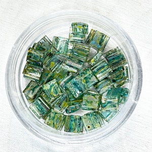 Picasso Olivine Transparent Miyuki Tila Beads TL4506 |DIY Bracelets| Glass Tila Bead |Two Hole Square Flat Glass Bead |Whole Tila 3 Grams