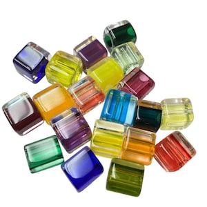 10 LARGE HOLE X-Large Transparent Cubes ~ Furnace Art Glass Beads ~ Hair Beads Macrame Braid Beads ~ Dread Beads ~ DIY Jewelry Making ~ Pens