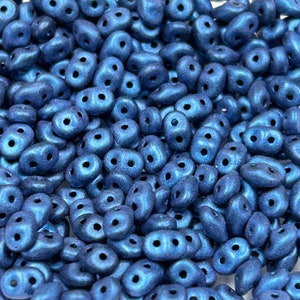 Superduo Jet MTLC Suede Blue  | 5 grams Approx 65 | 2 Hole Glass Beads 2.5X6mm | DIY Jewelry Making Great Multi 2 Hole Bracelet Earring