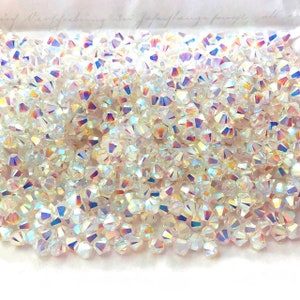 4mm Crystal Aurore Boreale 2x Swarovski® | 48pcs | 5328 XILION Bicone Beads | DIY Jewelry Making Crafts Sewing Supplies Sparkle Extra Pretty