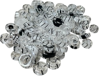 Black Tuxedo (18) Furnace Art Glass Slices 1/2 oz "Great for Jewelry Making" Handblown DIY