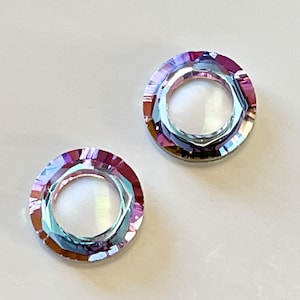 Cosmic Ring Vitrail Light (2 pc) 14mm Austrian Crystal Round DIY Jewelry Making Crafts Supplies Sparkle Colorful Pendant Macrame Focal 4139