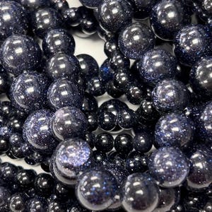 Blue Goldstone Gemstone Bead Strand Genuine Authentic Natural Smooth Round Beads ~ 4mm, 6mm, 8mm & 10mm