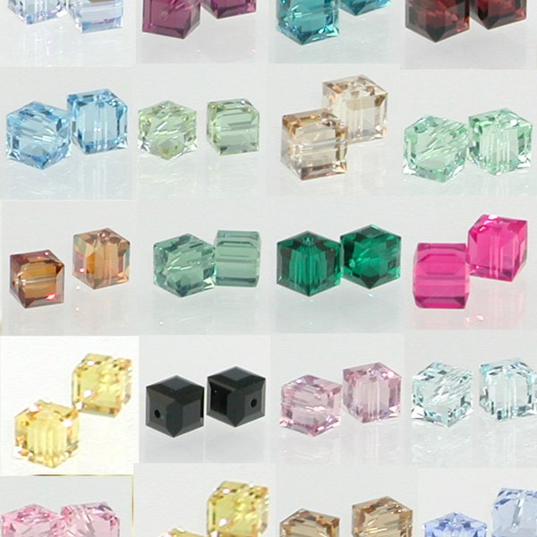6mm Cube (2) Pick Color 5601 Swarovski® Crystal Beads 2 Pcs Vintage Discontinued Austrian Crystal Bead, DIY, Suncatchers Great FUN!