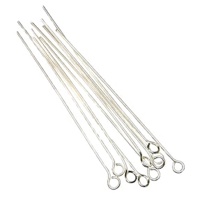 Head Pins &quot;Q&quot; with Loops 2&quot; Sterling Silver Headpins 10 pcs. 21 Gauge | Style Q Headpins