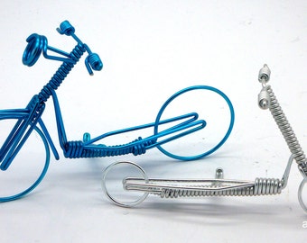 Hand Made Wire Scooter & Micro Scooter made from one Continuous Piece of Anodised Aluminium Wire