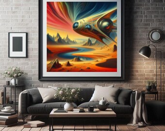 Dream Voyager Print: High-Resolution Sci-Fi Landscape (Digital Download)