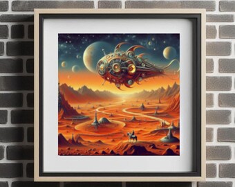 Galactic Dreamship Print: High-Resolution Sci-Fi Artwork (Digital Download)