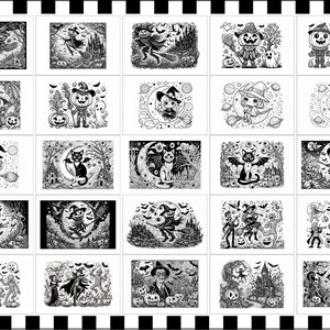 Halloween - 25 Unique Coloring Pages for Relaxation and Creativity - Printable Art Collection