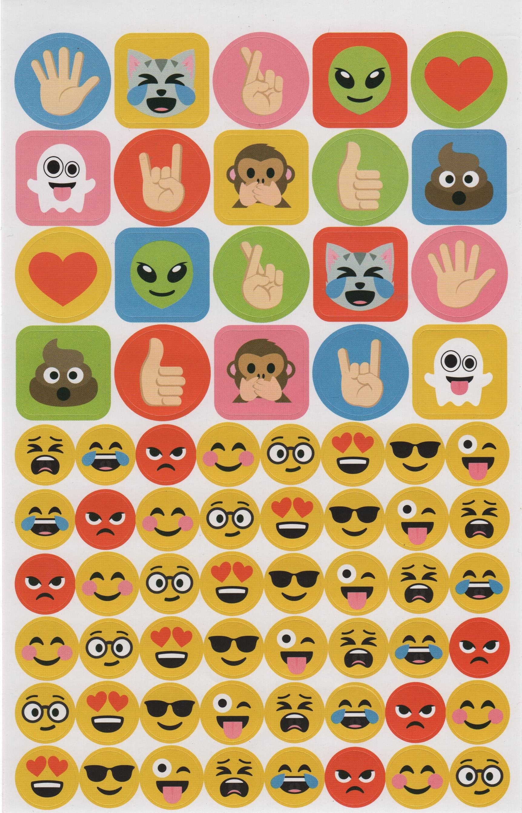 30 Cute Smiley Face Girl Emoji Scrapbook Stickers 1.5 Round