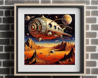 Celestial Drifter Print: Retro Space Art (Digital Download)