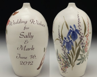 Wedding Wish Vase by David Voorhees, Garden Design, personalized with wedding couple's names and wedding date.