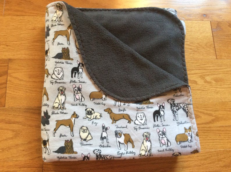 Dog Print Throw Blanket Grey Boston Terrier Pug Dachshund Etsy