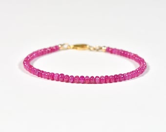 Genuine Johnson Ruby Bracelet, Natural Ruby Delicate Bracelet made with High Quality 4mm Beads, Dainty Bracelet