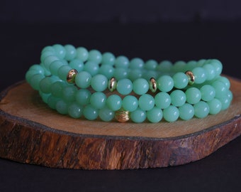 AAA + Chrysopras Armband, 6 mm Chrysopras natürliche Edelsteine Armband, Stretch Edelstein Armband