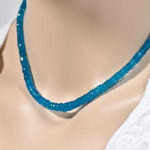 Apatite Necklace, AAA Neon Blue Apatite, Natural Gemstone Necklace, Delicate Necklace, Healing Gemstone, unique-gift-for-wife, holidays gift