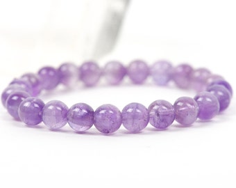 Purple Genuine Amethyst Bracelet, Healing Gemstone Stacking Jewelry, Gemstone Bracelet, Handmade Jewelry, unique-gift-for-wife, mothers day
