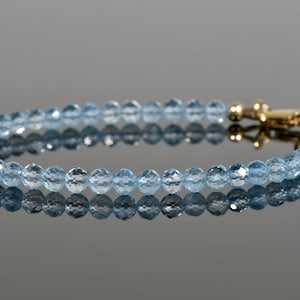 AAA Aquamarin Armband | Zierliches Aquamarin Armband | 14K Gold gefüllter natürlicher Aquamarin