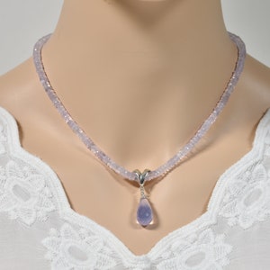 AAA Lavender Quartz Necklace, Genuine Scorolite Lavender Quartz Statement Necklace