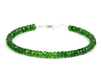 Edelsteenarmband chroomdiopsiet, handgemaakte sieraden, uniek cadeau voor vrouw, handgemaakte edelsteensieraden