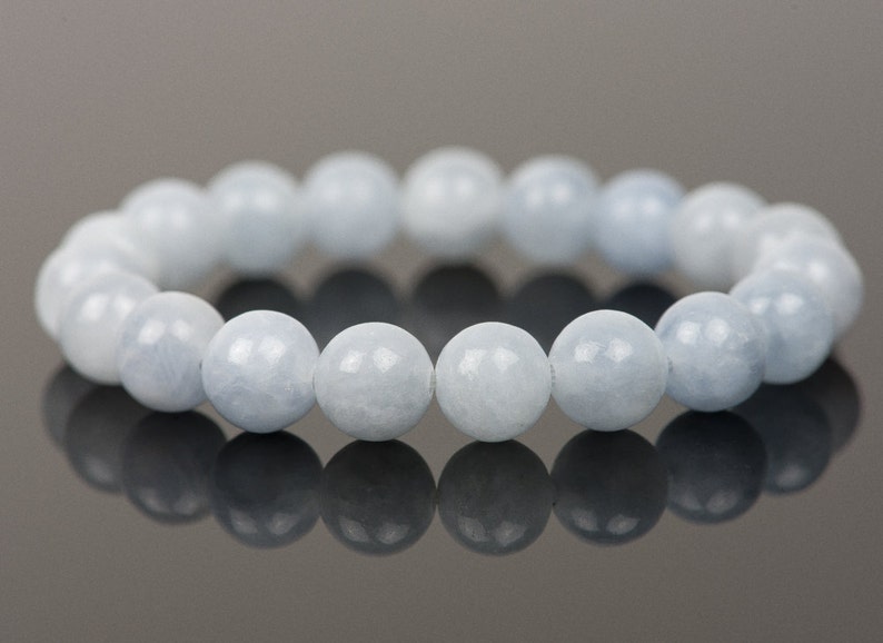 Blue Calcite Bracelet Natural Blue Gemstone Bracelet 10mm Etsy