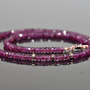 Rhodolite Necklace, Natural High Quality Garnet Necklace, Handmade Gemstone Jewelry
