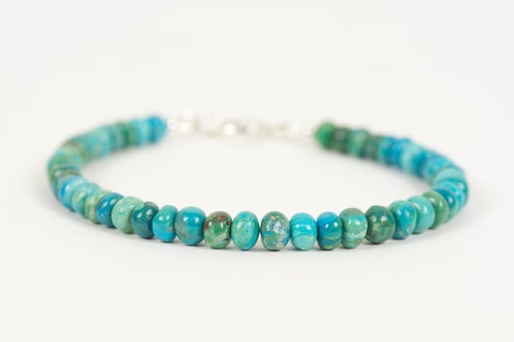 AAA Blue Peruvian Opal Bracelet, Opalina Gemstone Bracelet, Andean Opal Bracelet
