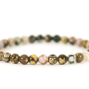 Ocean Jasper Gemstone Bracelet, Orbicular Jasper Bracelet, Stacking Stretch Bracelet made with 6mm Ocean Jasper Natural Gemstones
