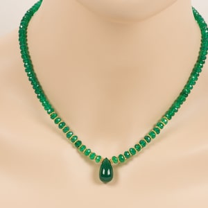 Green Onyx necklace, Green Natural Gemstone with Gold Accents Necklace, Handmade Gemstone Jewelry