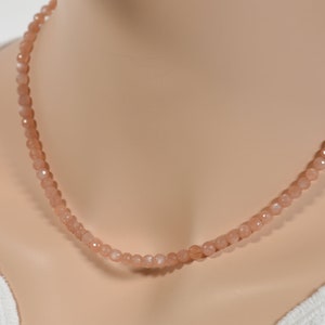 Peach Moonstone Necklace, Natural High Quality Faceted Beads Peach Moonstone Chocker