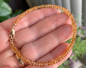 Citrine Bracelet, November Birthstone, Delicate Citrine Bracelet, Golden Gemstone Bracelet, Handmade Gemstone Jewelry