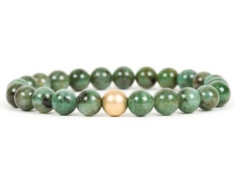 Smaragdgroene armband, mei geboortesteen edelsteen handgemaakte sieraden, uniek cadeau-voor-vrouw, chakra-armband - Handgemaakte edelsteensieraden