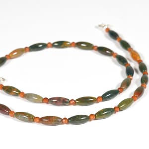 Collar de piedra de sangre, collar de hessonita y piedra de sangre natural, piedra preciosa de heliotropo, joyería de piedras preciosas hecha a mano