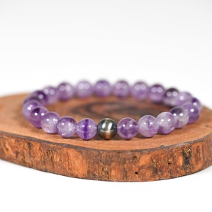 Lavender Amethyst Bracelet 8mm Beads, February Birthstone, Natural Amethyst