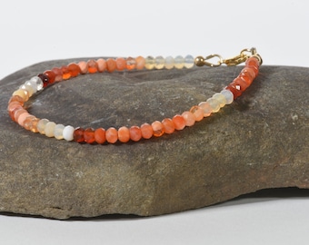 Bracelet mexicain d'opale de feu, bracelet délicat d'opale, bracelet délicat