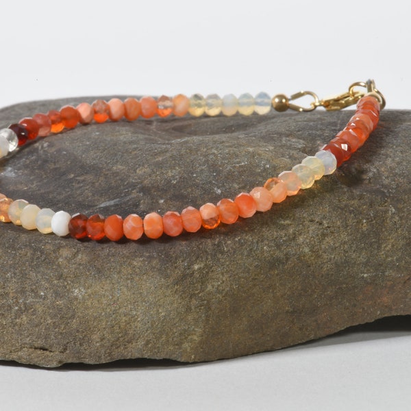 Mexican Fire Opal Bracelet, Delicate Opal Bracelet, Dainty Bracelet