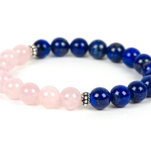 Lapis Lazuli Bracelet, Rose Quartz Bracelet, Gemstone Handmade Jewelry