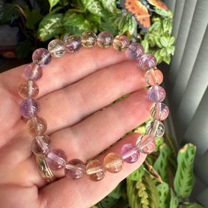 Ametrine Bracelet, Genuine 8mm Ametrine Bracelet, Gemstone Handmade Jewelry