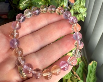 Ametrine Bracelet, Genuine 8mm Ametrine Bracelet, Gemstone Handmade Jewelry