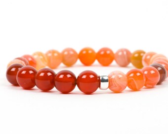 Sacral Chakra Bracelet, Natural Carnelian Gemstone Bracelet, Gemstone Handmade Jewelry, unique-gift-for-wife