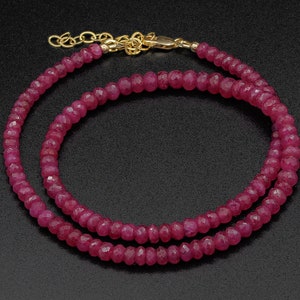 AAA Ruby Necklace, Genuine High Quality Faceted Beads Ruby Chocker